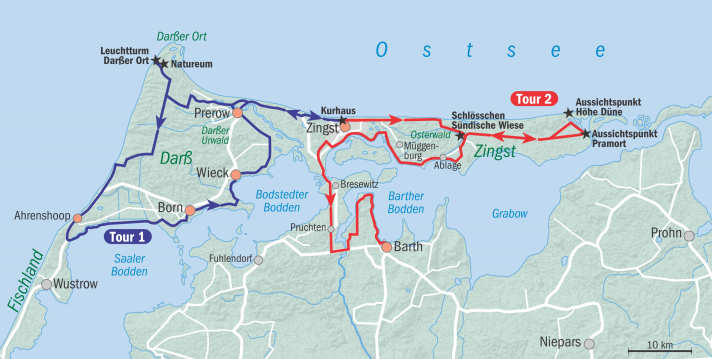 Auf den zwei beschriebenen Radtouren lässt sich die Region Fischland-Darß-Zingst optimal entdecken.