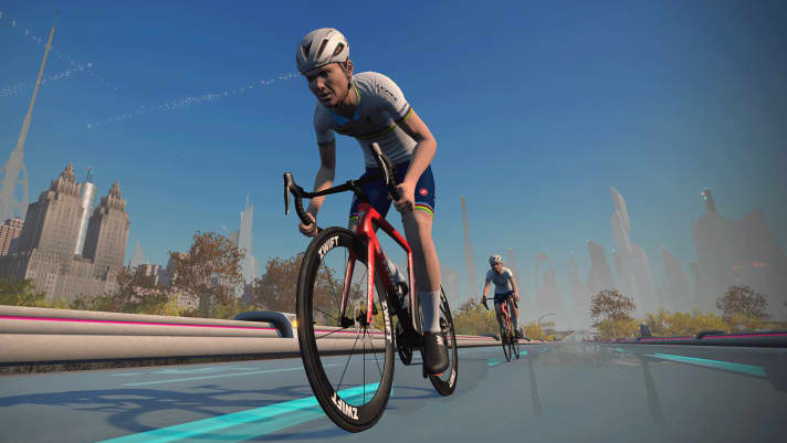 Täuschend echt: Die Avatare tragen bei der ESports-WM Trikots in Landesfarben. Die Weltmeister bekommen eine digitale Version des Regenbogentrikots, das sie tragen können, während sie auf der Zwift-Plattform unterwegs sind.