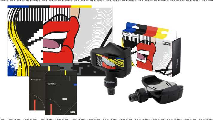 Ein Poster und die Look-Pedale Keo Blade Ceramic Ti im Design von Jay Kaes vervollständigen die Limited Edition