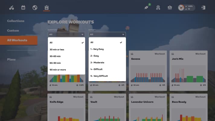 Über die neue Filterfunktion kann man gezielter nach passenden Workouts suchen.