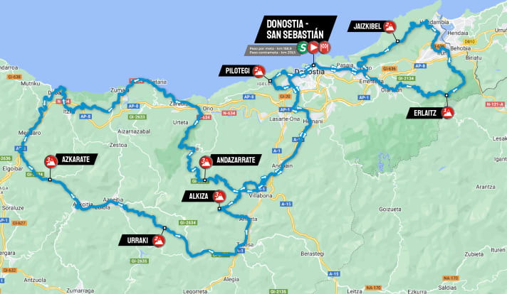 Die Strecke der Clasica San Sebastian 2024