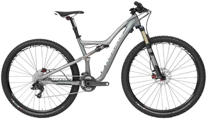 Specialized Rumor Expert 29": Preis 3799 Euro; Rahmen Alu; Federweg 110 mm; Gabel Fox 32 Float; Dämpfer Fox Float CTD; Schaltung/Bremse/Laufräder Sram X0, X9, X7 2x10/Formula T1S/Roval Control 29-Systemlaufräder, Grössen drei, von 38,7-44,5 cm