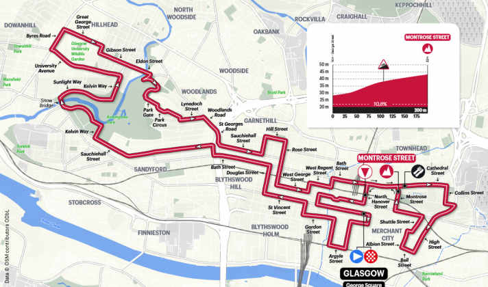 Der Rundkurs durch Glasgow für alle Straßenrennen der WM 2023