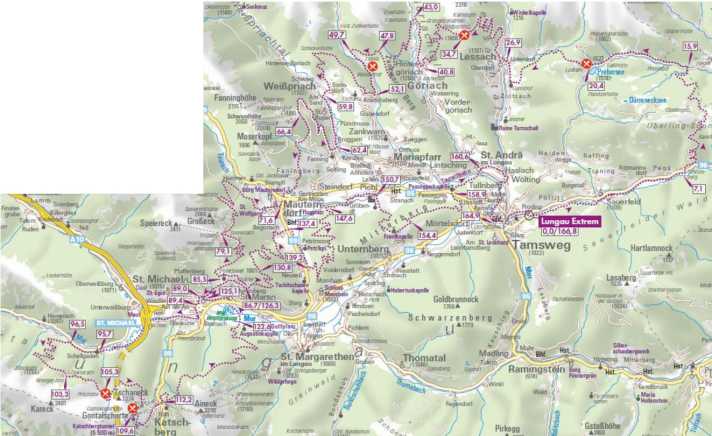   Die Route der Lungau Extrem mit 167 Kilometern und 6000 Höhenmetern.