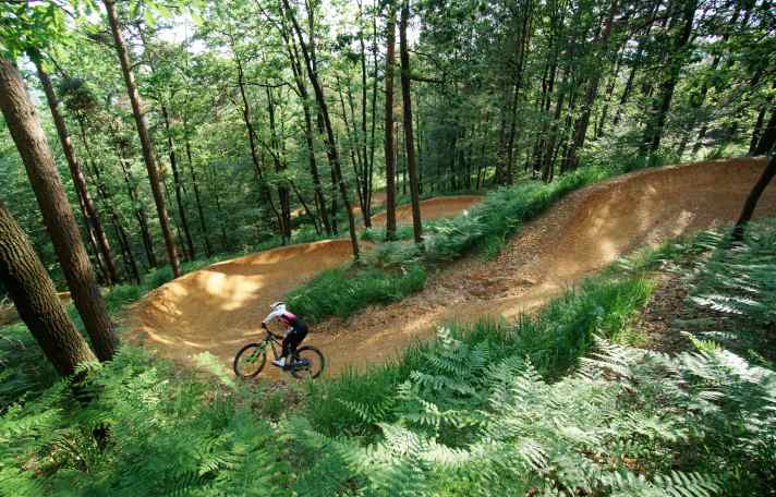 Die Črnuče-Trails starten schmalspurig, werden breiter und werfen irgendwann Riesen-Anlieger auf.