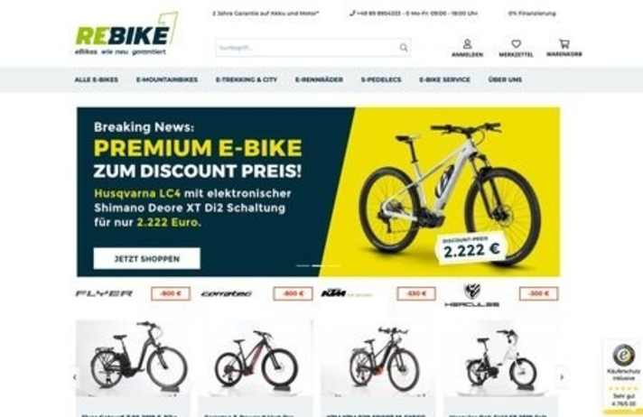 AWARD GEWINNER – rebike1.de   Hersteller: Rebike1   Statement der Eurobike Award Jury: „Das Konzept von Rebike macht junge gebrauchte E-Bikes mit teils sehr niedrigen Laufleistungen online zugänglich. Das Tolle daran: Die Münchner arbeiten mit gut 80 Partnern in Deutschland zusammen, die die Räder an den Kunden weitergeben. Bis zu 40 Prozent unter Neupreis, aber mit zwei Jahren Garantie auf Akku und Motor. Das finden wir einzigartig.“