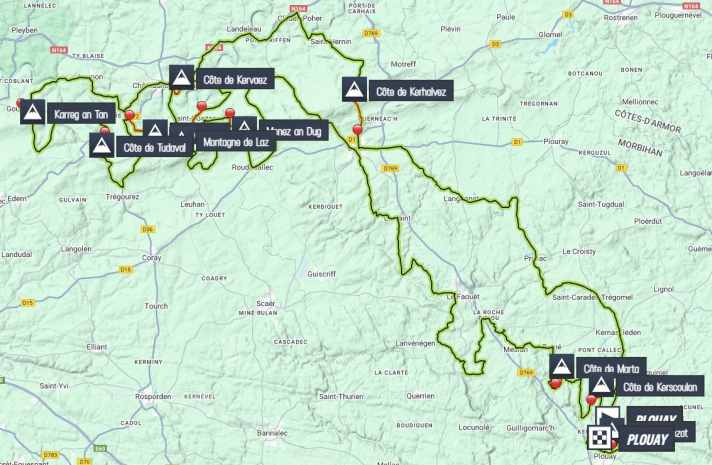 Die Strecke des Bretagne Classic - Ouest-France 2025