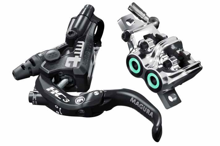   Silberner Schriftzug, chrom-glänzender Bremssattel, türkisfarbene Akzente – die auf 100 Sets limitierte Special-Edition Magura MT-T. Den HC3-Hebel gab es bisher serienmäßig nur an der <a href="mtb_news/teile_zubehoer/magura-mt7-danny-macaskill-signature-brake-raceline/a34575.html"  rel="noopener noreferrer">Danny MacAskill-Bremse</a> . Ab sofort wird jede MT7 damit ausgeliefert. Ansonsten kann der Einfingerhebel an vielen Magura-Bremsen nachgerüstet werden.