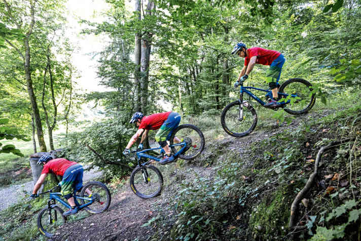   Von rechts nach links: Anfahren (1) – Durchziehen (2) – auslaufen lassen (3)