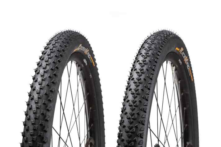 Schneller geht's kaum: der Continental Cross King (links) und der Race King für hinten).