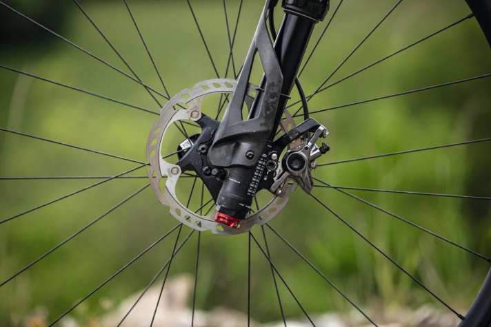 Cannondale: Bei harten Bremsmanövern kommt die kleine 160er-Bremsscheibe schnell an ihre Grenzen.