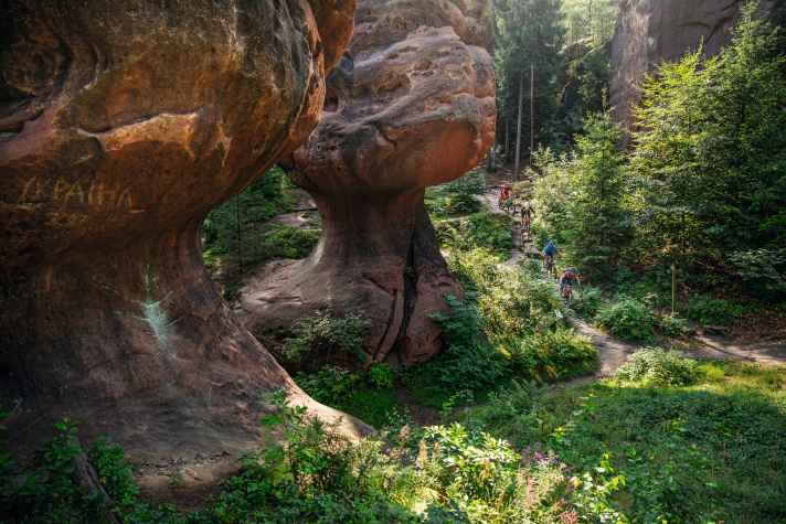 Im Zittauer Gebirge, ganz im Osten des Erzgebirges nehmen die Felsen immer spektakulärere Formen an.