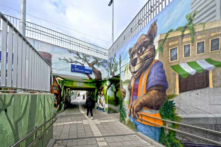 Man muss kein Bahnpendler sein, um bunte Unterführungen schöner zu finden.