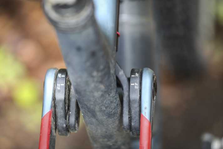 Schönes Detail: Das Merida One Forty lässt sich auch im Mullet-Setup mit kleinem 27,5 Zoll Hinterrad fahren.
