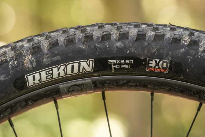 Für ein E-MTB mit 160 mm Federweg im Heck fallen die Reifen erstaunlich schwachbrüstig aus. Zahmes Profil, mäßiger Pannenschutz: Hier steht Langstrecke vor Abfahrtsstärke.