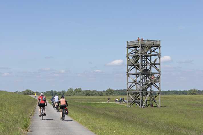 Die flache Radstrecke von rund 50 Kilometern führt quer durchs Alte Land und ist auch für Familien leicht zu bewältigen.