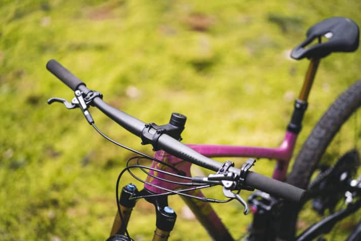 Auch dem Topmodell gönnt Liv nur eine konservative Kombination aus eigenen Cockpit-Teilen. Die Einstell-Rädchen für die Zugspannung sind zwar praktisch, erfüllen an einem Racebike aber nicht den Wunsch nach asketischem Minimalismus.