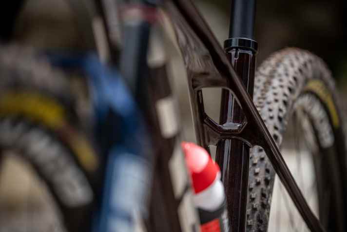 Ins Oberrohr laufen die IsoBow-Sitzstreben am neuen Trek Hardtail aus Carbon erst vor dem Sitzrohr.