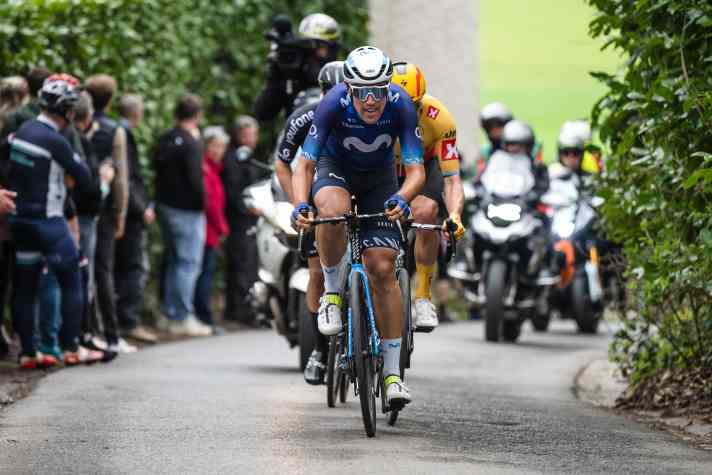 Oier Lazkano wurde 2023 nach einem langen Ausreißversuch Zweiter bei Dwars door Vlaanderen.