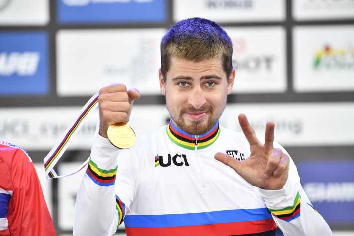 In Bergen holt sich Peter Sagan 2017 seinen dritten WM-Titel in Folge
