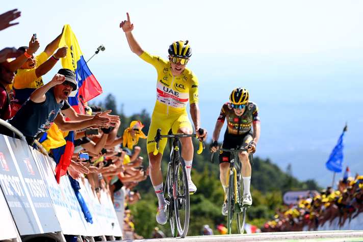 Auf der Planche des Belles Filles war Tadej Pogačar 2022 stärker als Jonas Vingegaard