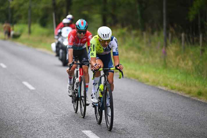 Kobe Goossens und Brent Van Moer waren kurzzeitig als Ausreißer unterwegs.