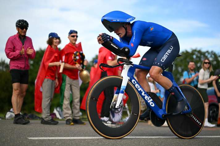 Edoardo Affini saß lange auf dem Hot-Seat und wurde am Ende starker Dritter
