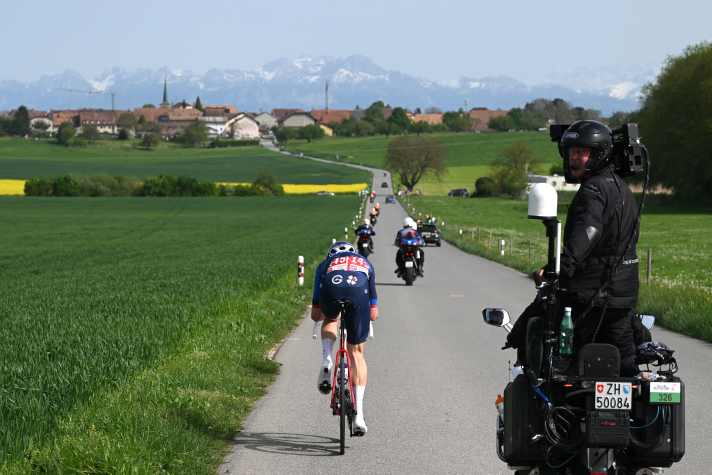 Trotz seiner Zeitfahrqualitäten musste sich Stefan Küng zehn Kilometer vor dem Ziel mit seiner langen Flucht geschlagen geben.