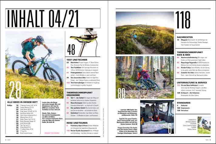 Inhalt: BIKE 4/2021 mit den Themenschwerpunkten "Ergonomie" und "Kids & Bike"