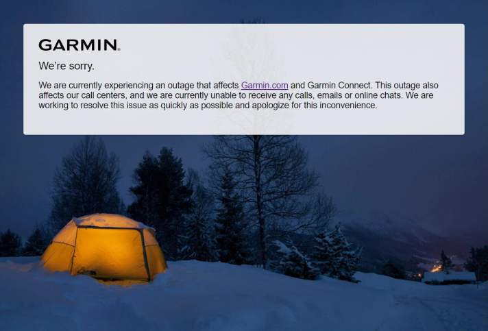    <a href="https://www.garmin.com/" target="_blank" rel="noopener noreferrer nofollow">Garmin.com</a>  offline: Die Support- und Shop-Bereiche bei Garmin sind nicht mehr erreichbar. Auch E-Mail- und Telefonverbindung ist unterbrochen. Scheinbar ist Garmin Opfer eines Cyberangriffs geworden.