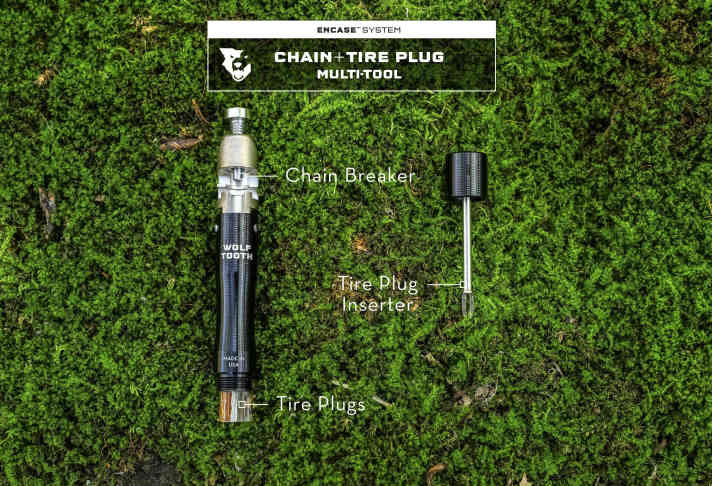   Der Kettennieter, der gleichzeitig das Tubeless-Repair-Kit ist.