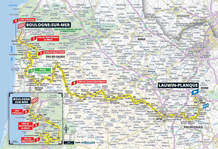 Die 2. Etappe der Tour de France 2025 auf der Karte