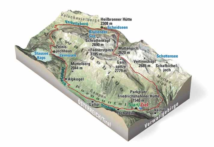 Der Muttenjoch-Trail in der Karte