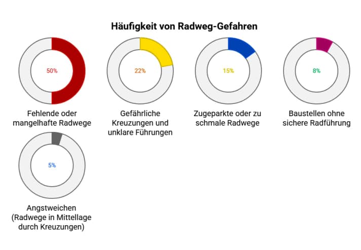 Häufigkeit von Radweg-Gefahren laut Statera-Untersuchung