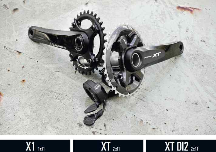   Sram X1 1x11 – Shimano XT 2x11 – Shimano XT Di2 2x11