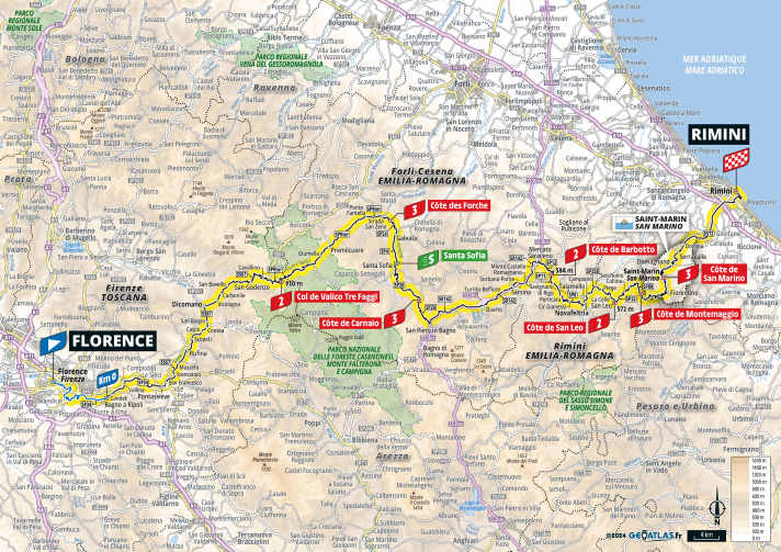 Die 1. Etappe der Tour de France 2024 auf der Karte