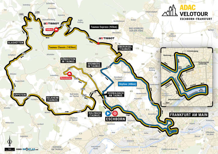 Das sind die Strecken der Skoda-Velotour bei Eschborn-Frankfurt