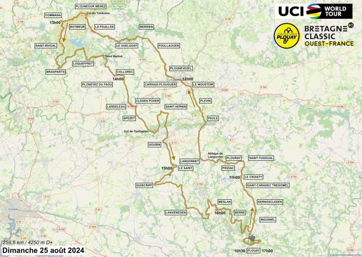 Die Strecke des Bretagne Classic - Ouest-France 2024