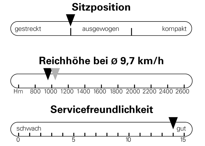 Auf dem Canyon sitzt man eher lang. Der TQ-Motor mit kleiner Batterie hat nur eine mittlere Ausdauer. Wer selbst schraubt, freut sich über klassisch verlegte Züge.