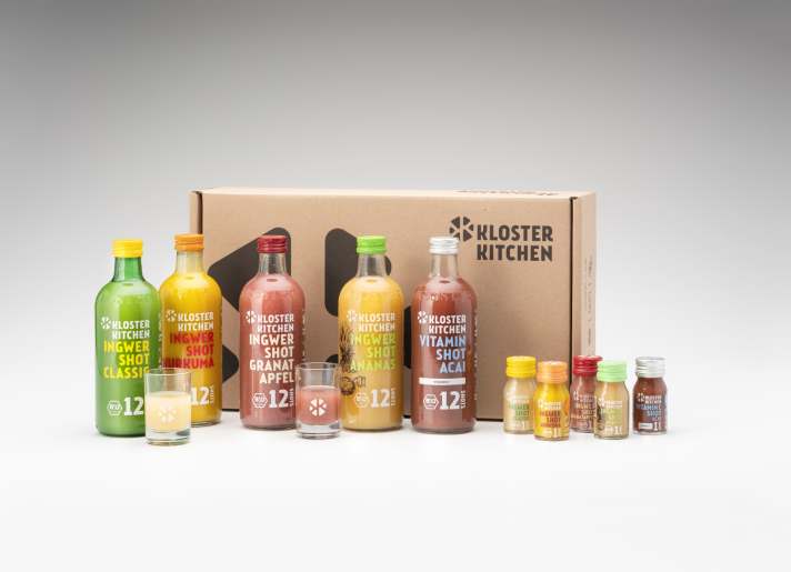 Volle Ladung Ingwer Shots: Im Probierset sind alle leckeren Sorten von Kloster Kitchen enthalten