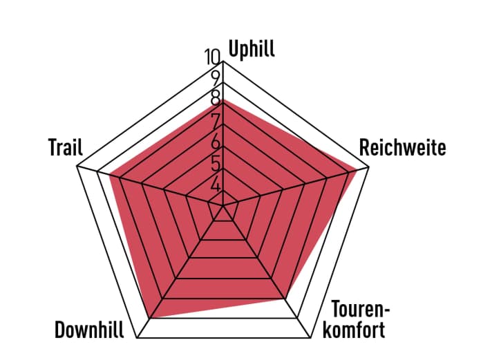 Den komfortablen Tourencharakter anderer Cube-E-MTBs legt das One55 ab. Es brilliert auf schwierigen Abfahrten mit gutem Handling. Auch die Reichweite ist dank Bosch-System hervorragend.