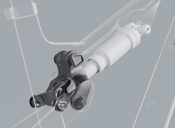 Schick integriert und mit einer neuen Kinematik: der Hinterbau des Canyon Lux Trail 2024.