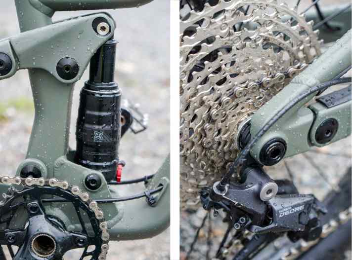 An der Ausstattung des Scott Ransom gibt es nichts zu meckern: Dämpfer 02ProKids-Tuned (li.) und Shimano-Deore-Schaltung