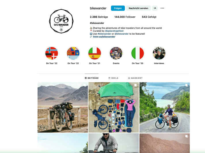 Bildschirmfoto vom Instagram-Kanal “bikewanderer”