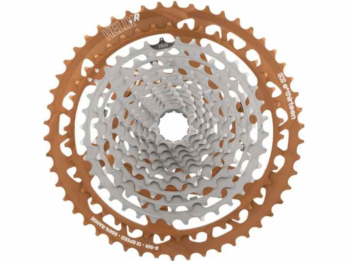 Die E13-Helix-R12-Kassette kostet 290 Euro und funktioniert gleichermaßen für Sram- und Shimano-Antriebe. 