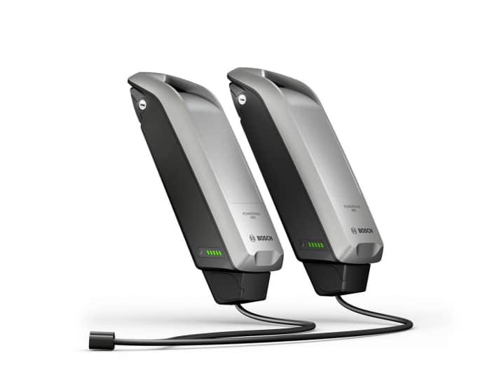   Mit dem neuen Y-Kabel von Bosch lassen sich zwei Akkus verbinden. Für E-Mountainbiker dürfte diese Lösung wegen des doppelten Gewichts aber eher uninteressant sein.