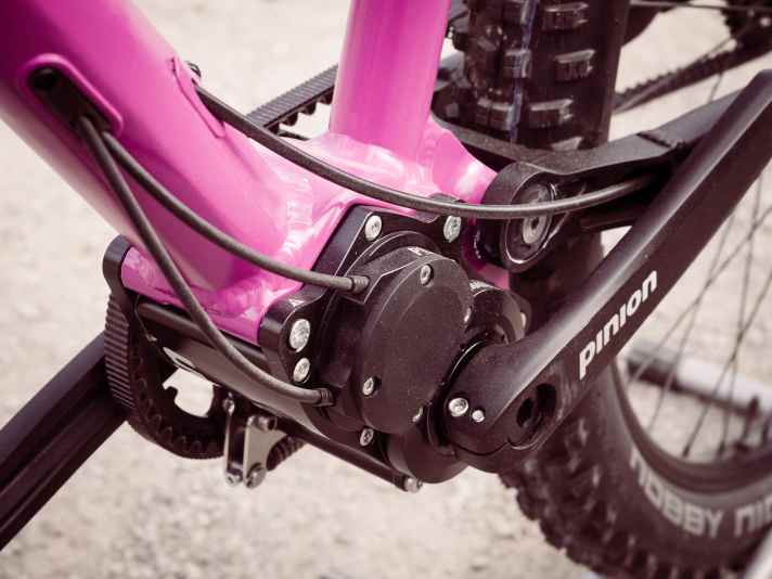   Das Getriebe sitzt mittig im Bike und sorgt für einen guten Schwerpunkt.