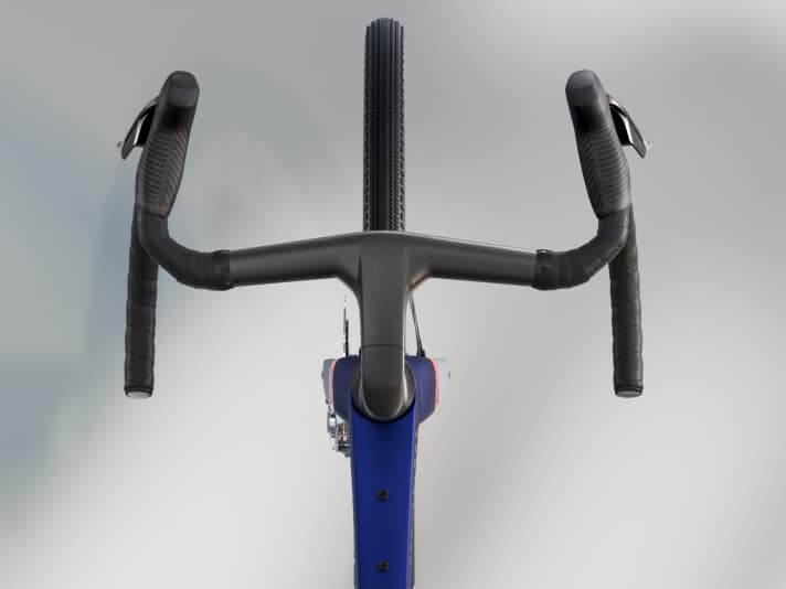 Das One-Piece-Cockpit ist am Oberlenker 410 Millimeter breit. Der Unterlenker ist auf jeder Seite um 15 Millimeter ausgestellt.