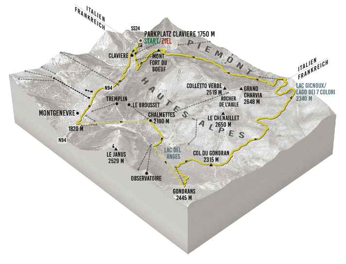 Die Tour startet mit der Gondel, die in den Bikepark von Montgenèvre führt. Aber dessen gebaute Lines nutzt die Runde nur als Verbindungspfad ins große Trail-Abenteuer.