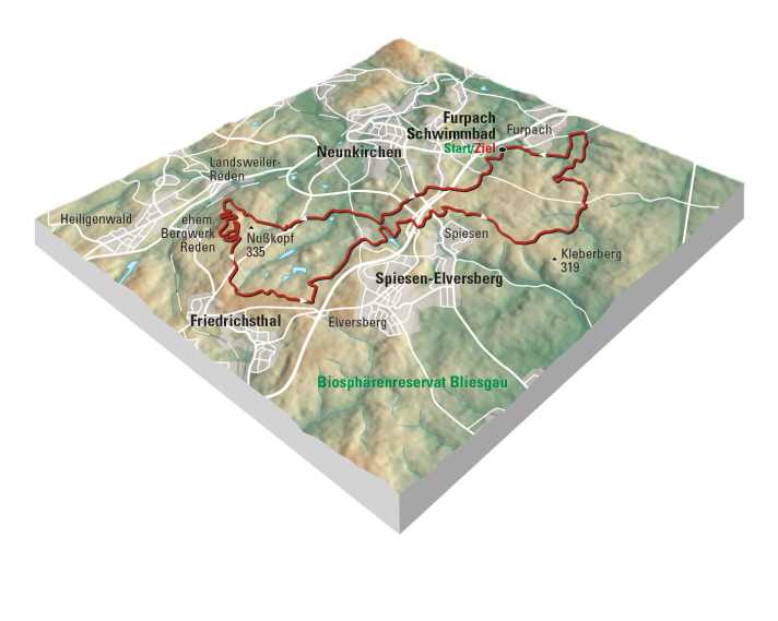   Geplant ist aber ein MTB-Projekt mit drei offiziell ausgeschilderten Routen rund um die Kreisstadt, die langfristig an die Streckennetze von St. Ingbert und Sankt Wendel angeschlossen werden sollen. Die vorgestellte Tour dreht eine große Schleife durch die stillgelegte Bergwerkanlage und hat fast schon was von einem Freilichtmuseum.